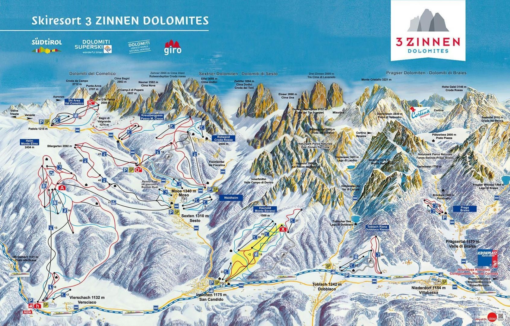 Il comprensorio sciistico Tre Cime Dolomiti